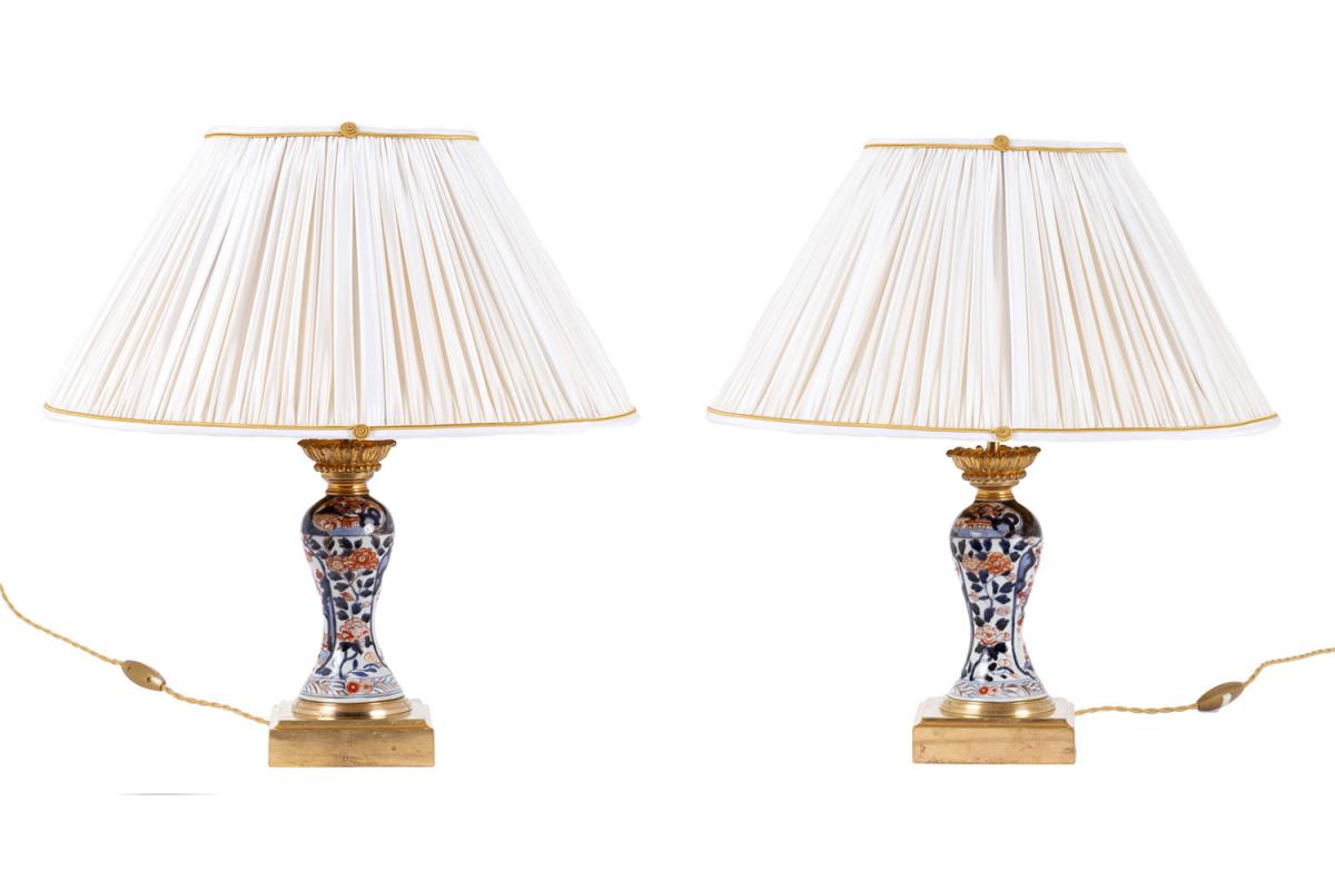 Pair Of Porcelain Lamps With Imari Decor, Late 19th Century - Ls3920701