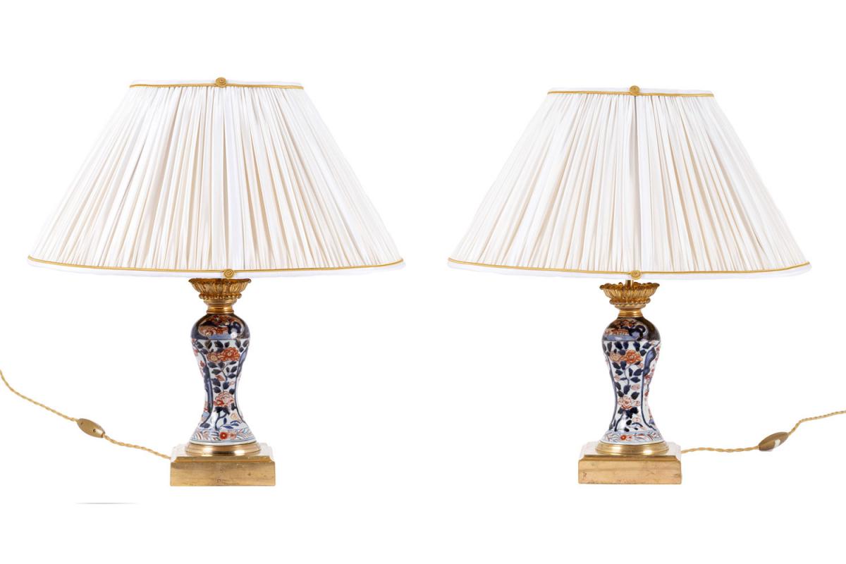 Paire de lampes en porcelaine à décor Imari, fin XIXème siècle - LS3920701