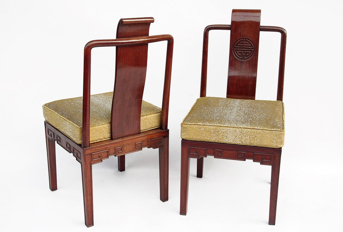 Paire De Chaises Style Chinois En Acajou, Vers 1900 - LS2936631-photo-4