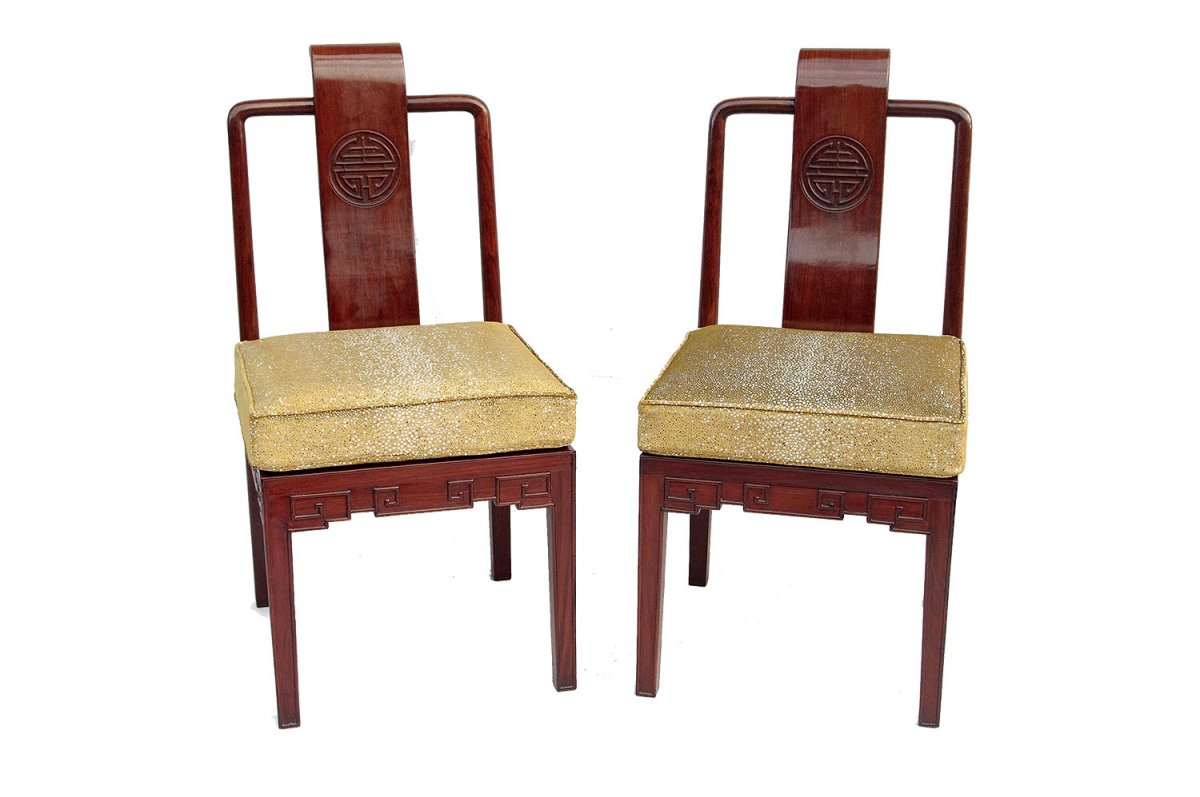 Paire De Chaises Style Chinois En Acajou, Vers 1900 - LS2936631