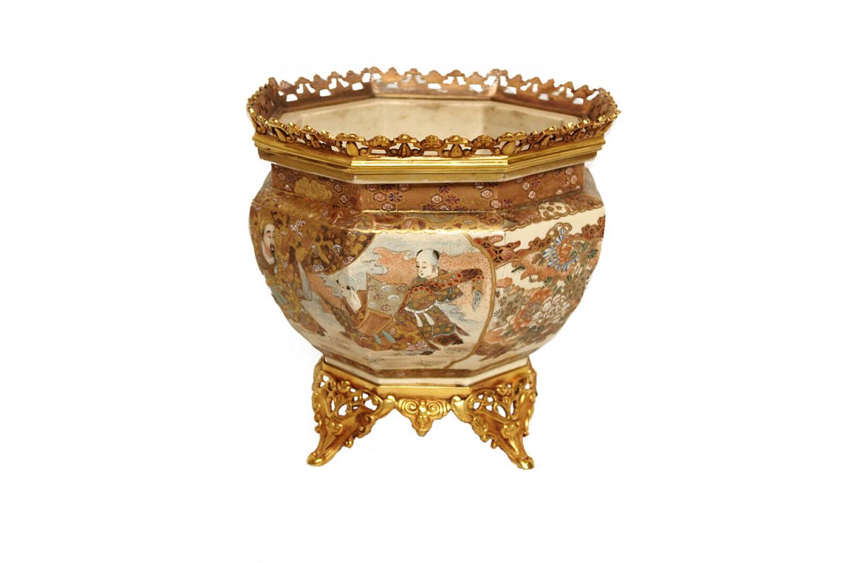 Satsuma Ware Planter And Gilt Bronze, Circa 1880 - Ls3003291