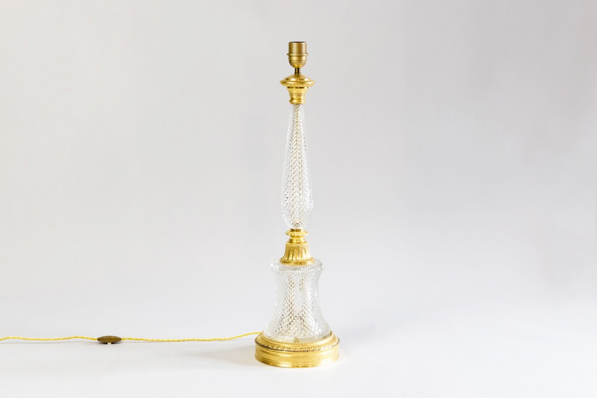 Grande Lampe Style Empire En Cristal Taillé Et Bronze Doré, Années 1940 - LS3000411-photo-2