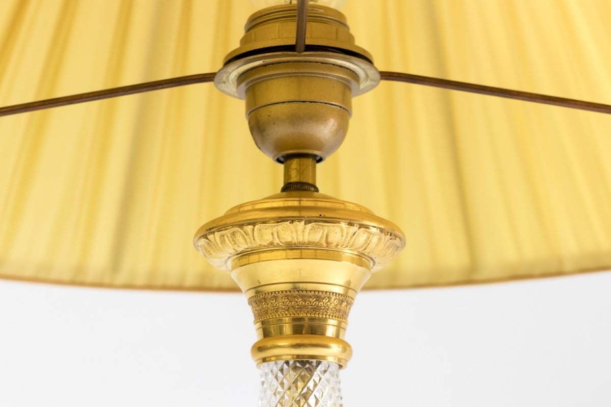 Grande Lampe Style Empire En Cristal Taillé Et Bronze Doré, Années 1940 - LS3000411-photo-3