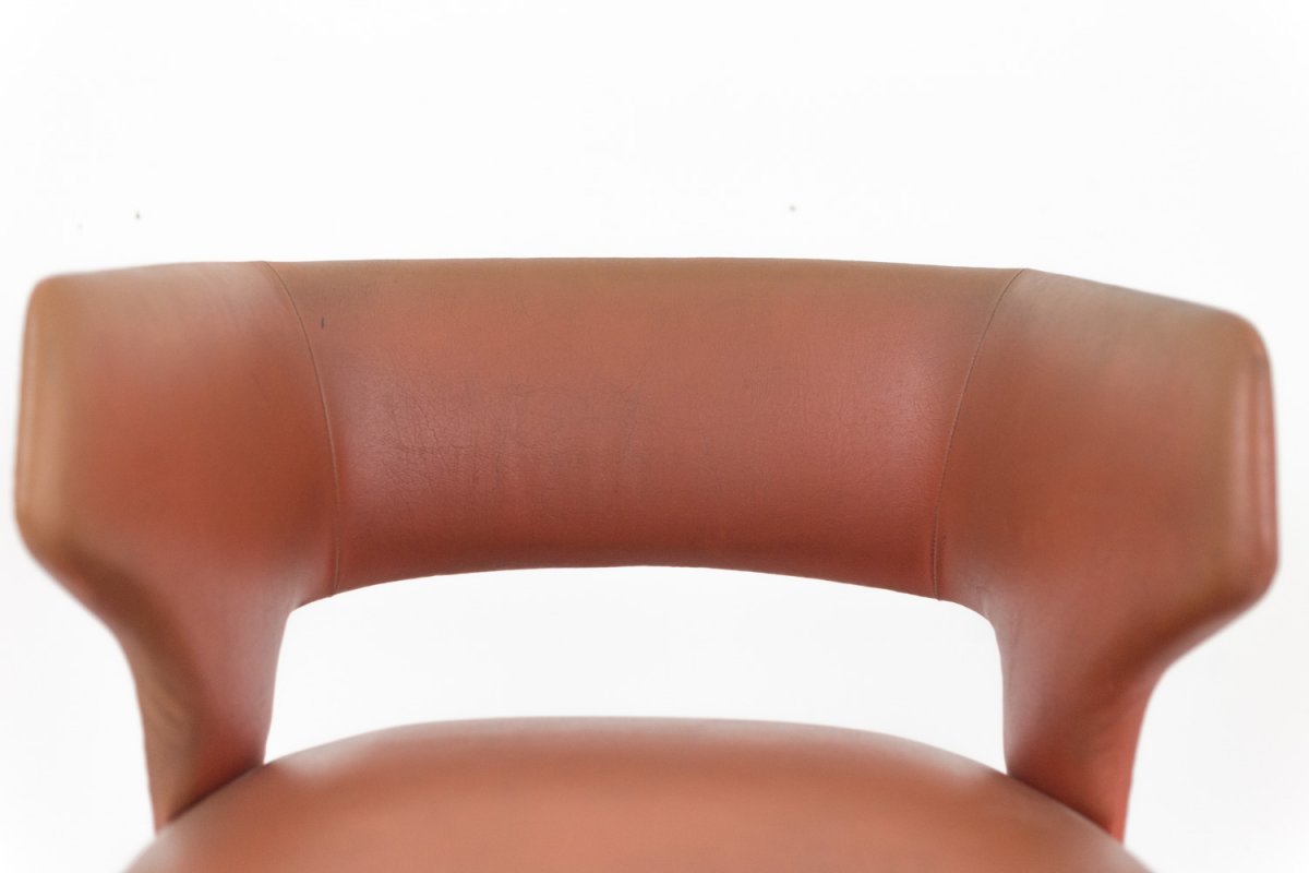 Armchair In Orange Skai And Black Lacquered Metal, 1950’s - Ls4074251-photo-2