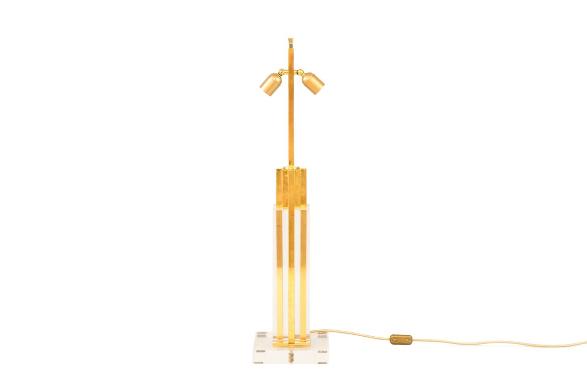 Romeo Rega, Lamp In Lucite And Gilt Brass, 1970’s - Ls4129721-photo-2