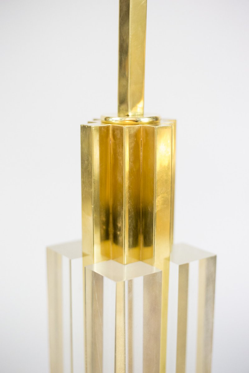 Romeo Rega, Lamp In Lucite And Gilt Brass, 1970’s - Ls4129721-photo-5