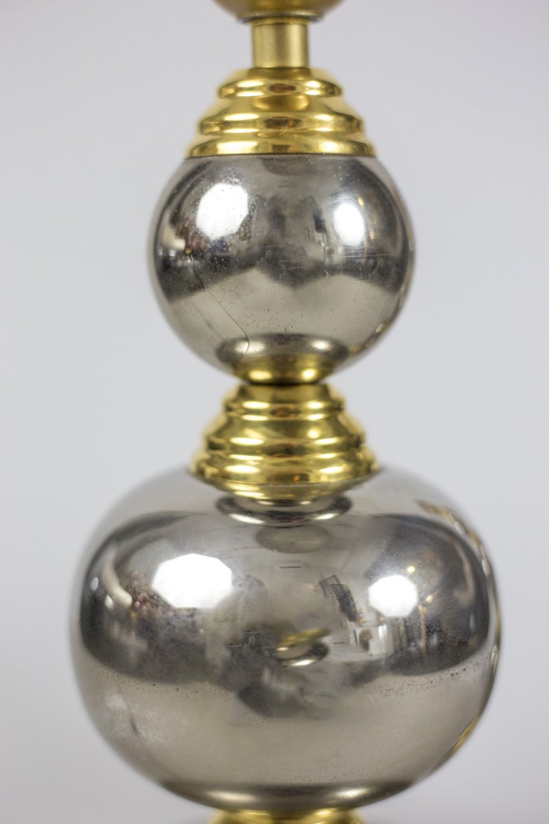 Pair Of Rosary Lamps In Chromed And Gilt Metal, 1970’s - Ls3888341-photo-4
