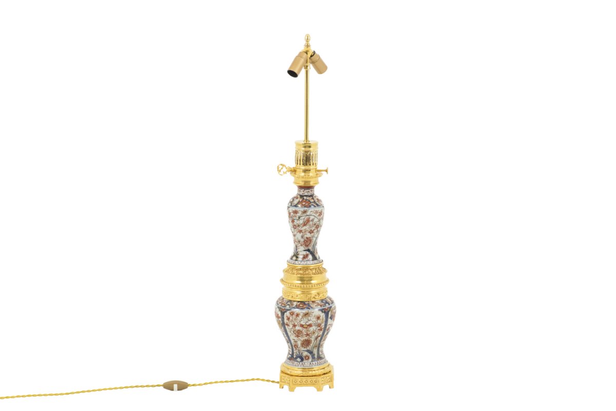 Grande Lampe En Porcelaine Imari Et Bronze Doré, Circa 1880 - Ls36091021-photo-4