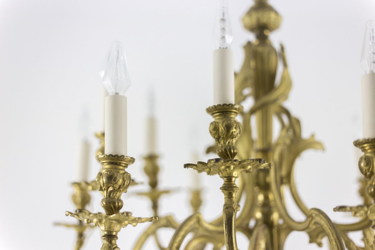 Rocaille Style Chandelier In Gilt Bronze, Circa 1880 - Ls34901021-photo-7