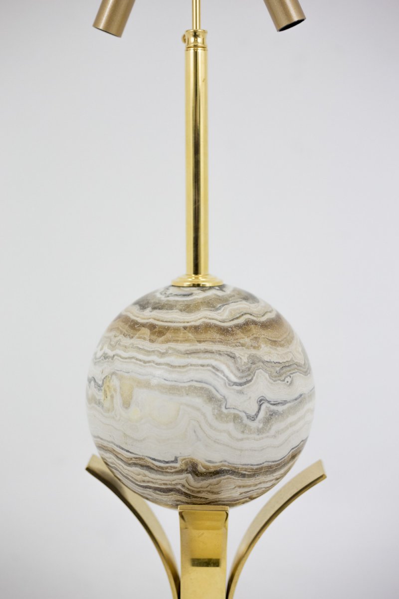 Sphere Lamp In Marble And Gilt Brass, 1970’s - Ls4071681-photo-3