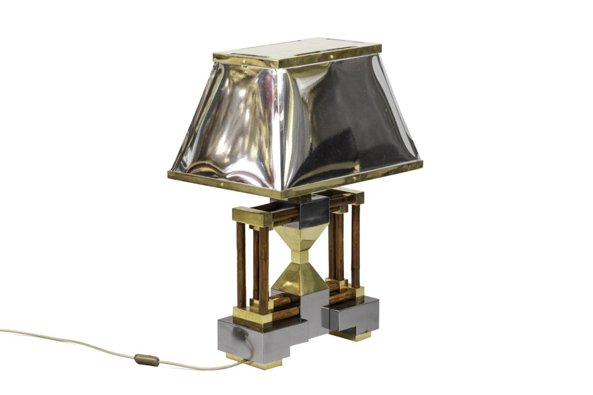Lamp In Bamboo, Gilt And Silvered Brass, 1970’s - Ls4120741