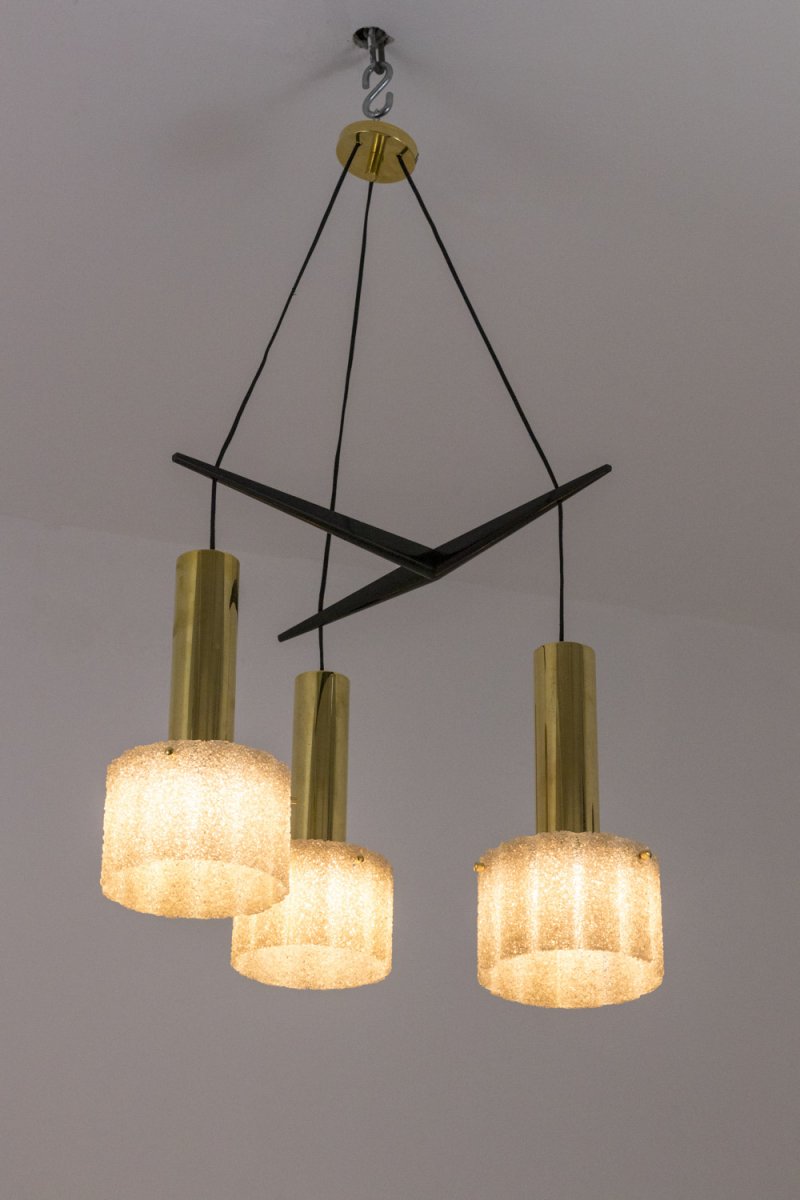 Chandelier In Granite Resin And Gilt Brass, 1950’s - Ls4088391-photo-4