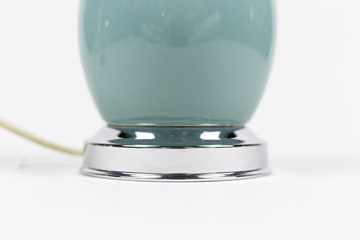 Pair Of Lamps In Blue Porcelain And Silvered Brass, 1970’s- Ls3278571-photo-2
