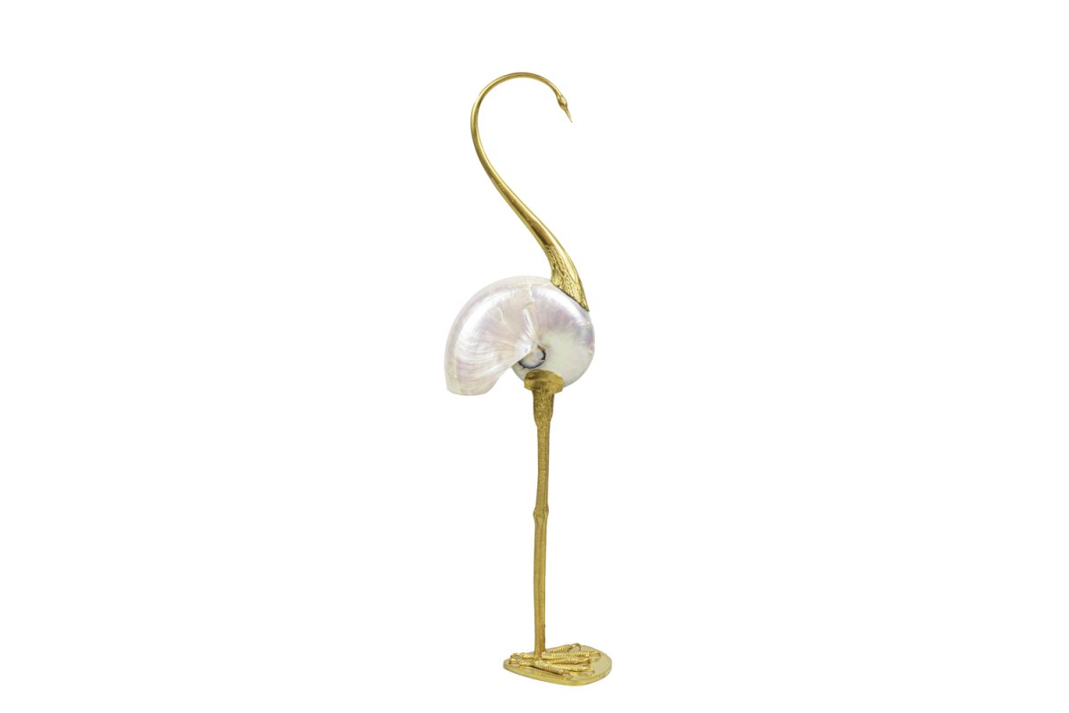 “bird” Sculpture In Natural Shell And Gilt Brass, 1970’s - Ls3108501-photo-2