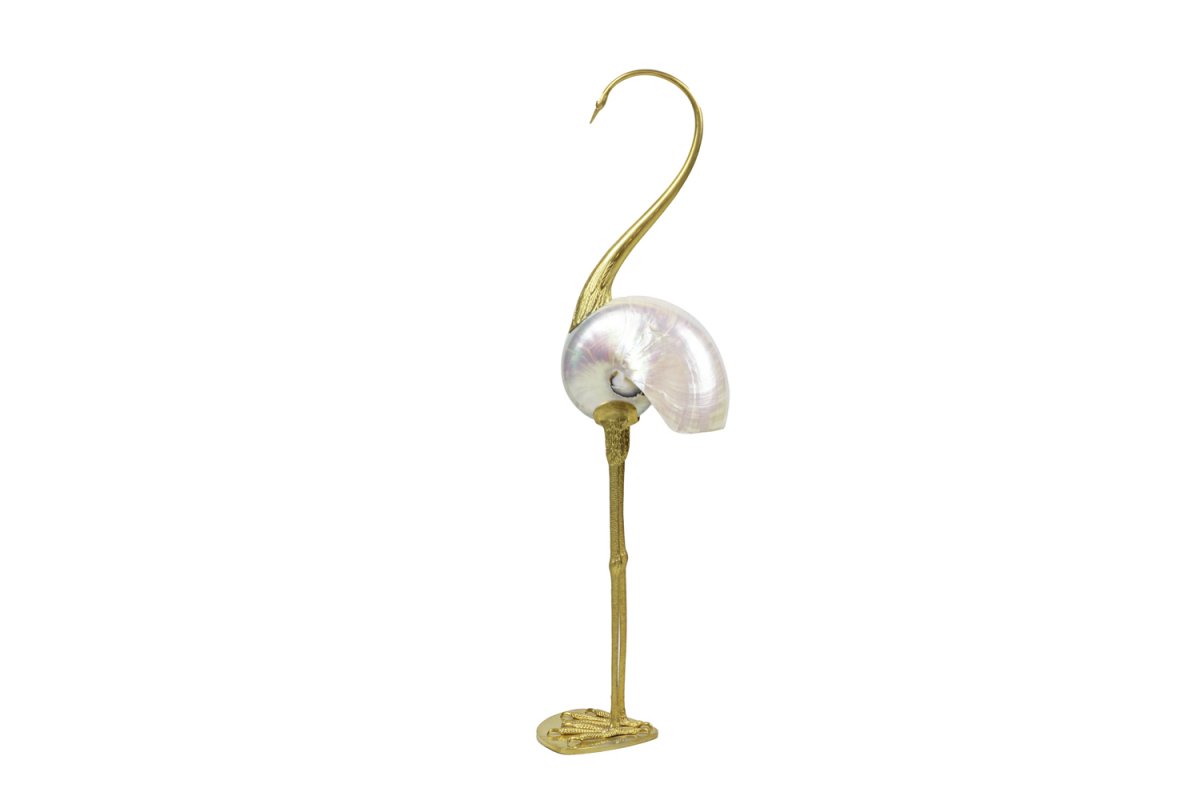 “bird” Sculpture In Natural Shell And Gilt Brass, 1970’s - Ls3108501-photo-3