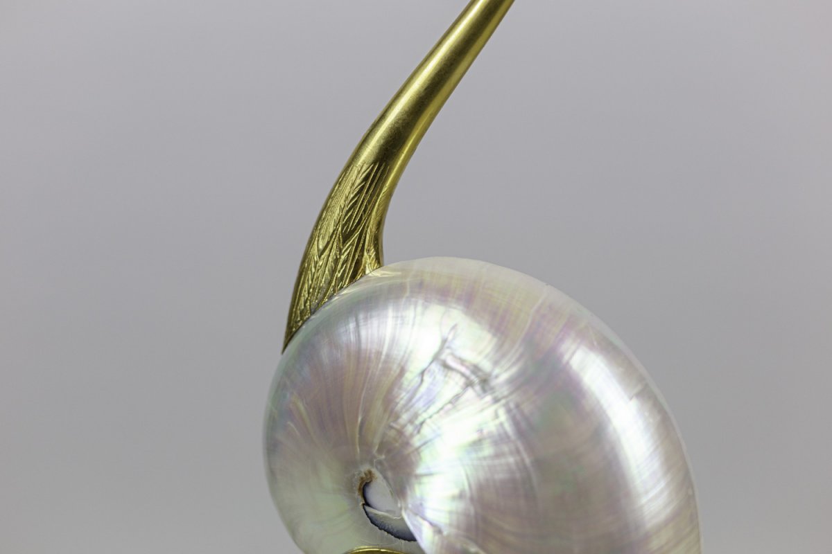 “bird” Sculpture In Natural Shell And Gilt Brass, 1970’s - Ls3108501-photo-4