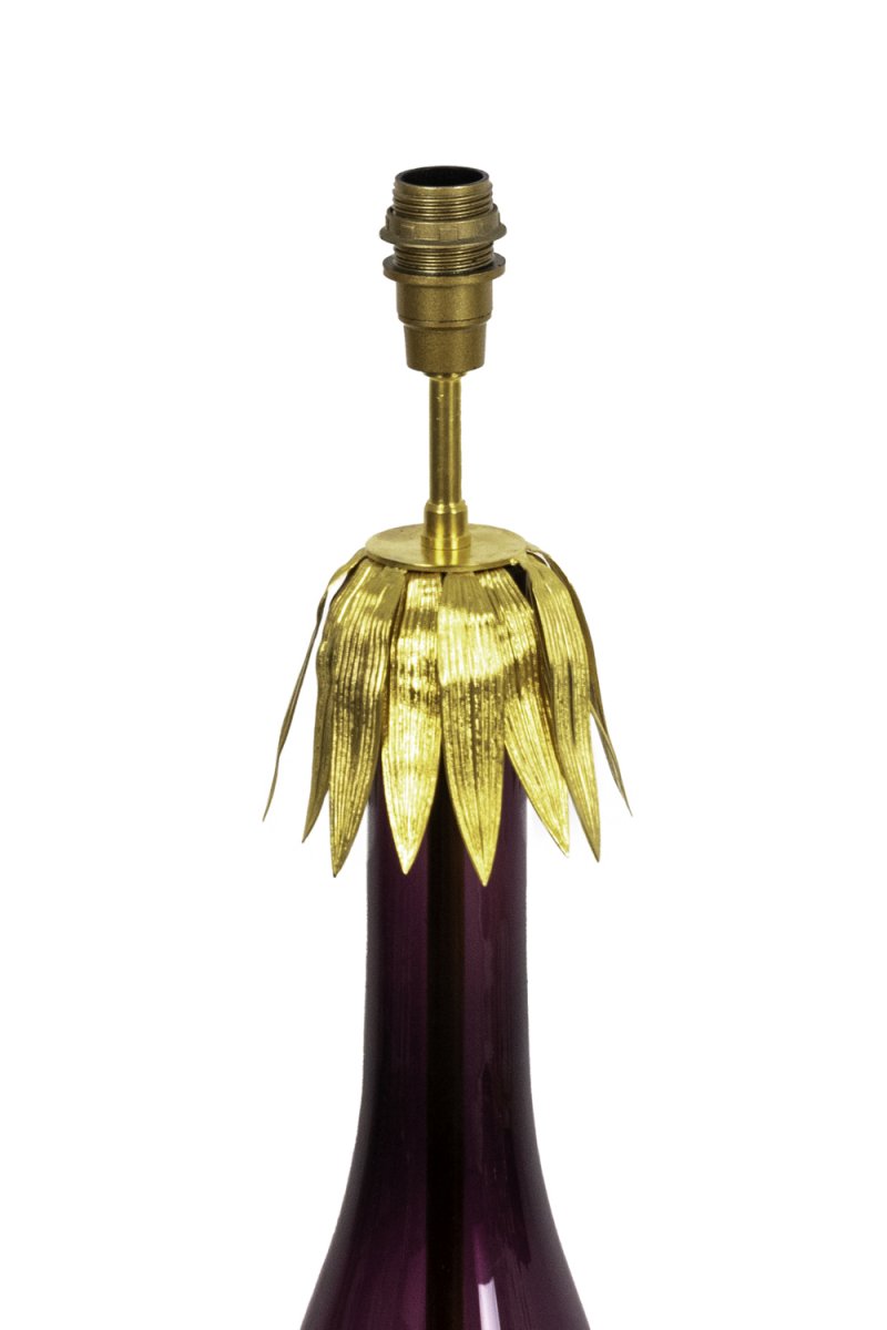 Lampe En Verre Aubergine Et Laiton Doré, Années 1970 - Ls4101261-photo-2