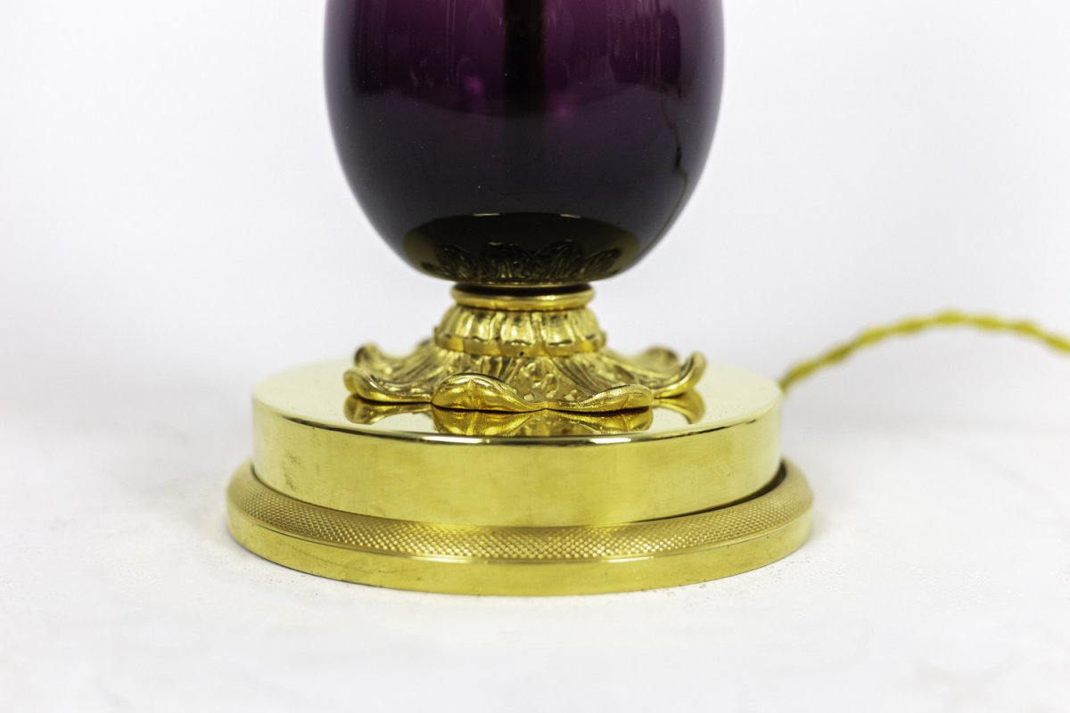 Lampe En Verre Aubergine Et Laiton Doré, Années 1970 - Ls4101261-photo-4