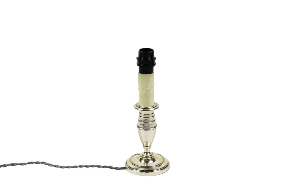 Small Directoire Style Candlestick In Silvered Metal, Circa 1900 - Op472-photo-4