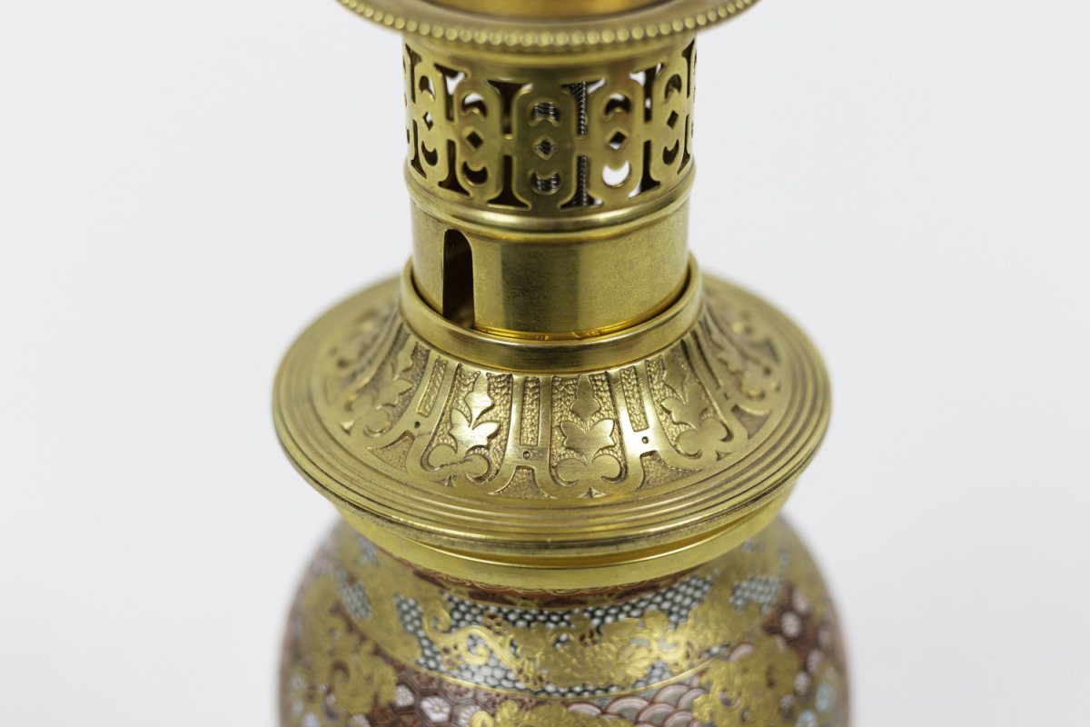 Lamp In Satsuma Earthenware And Gilt Bronze, Circa 1880 - Ls3233361-photo-5