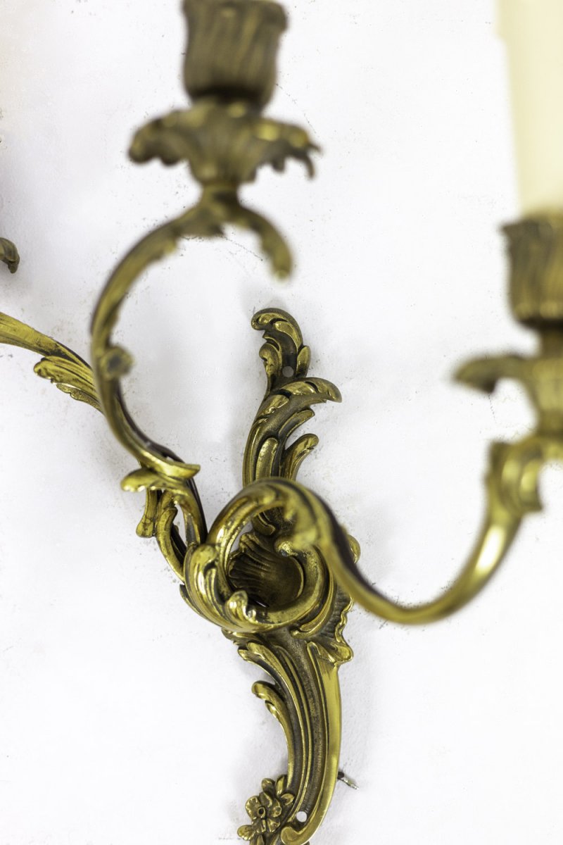 Pair Of Louis XV Style Wall Sconces In Gilt Bronze, 1950’s - Op480151-photo-2