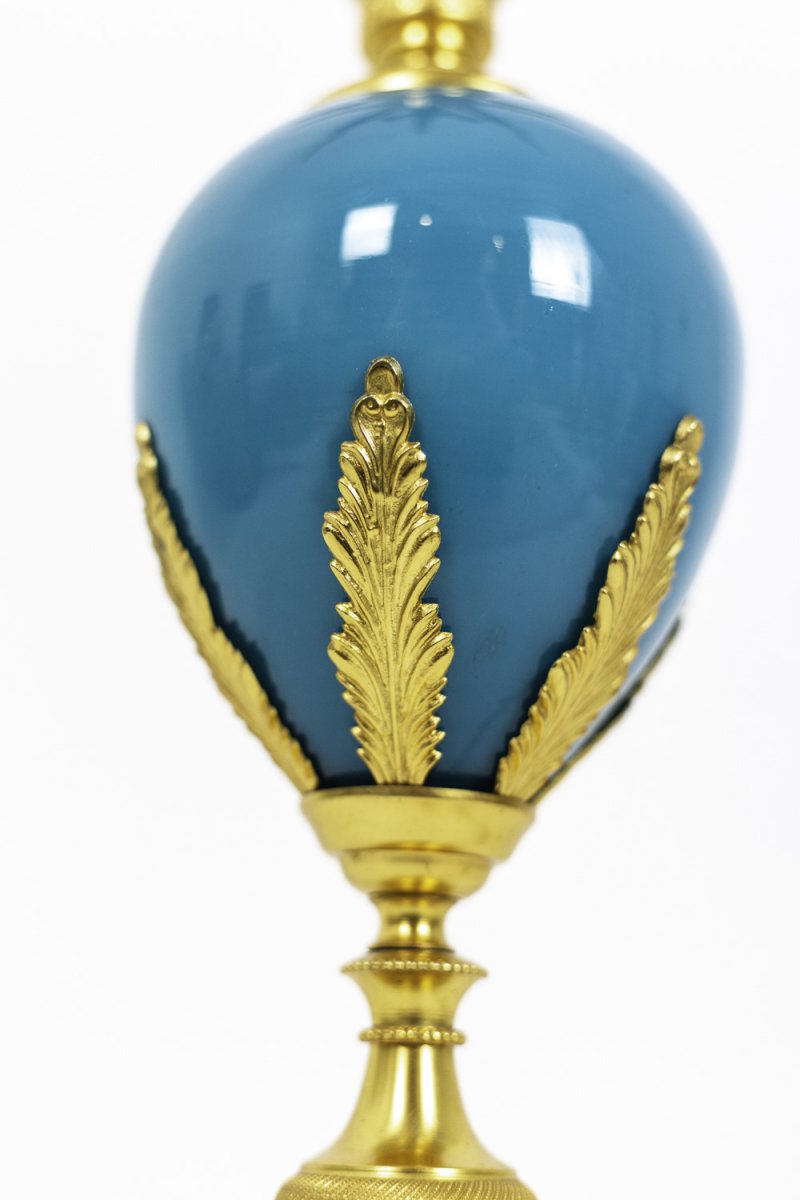 Lamp In Turquoise Opaline And Gilt Bronze, 1970’s - Op479721-photo-3