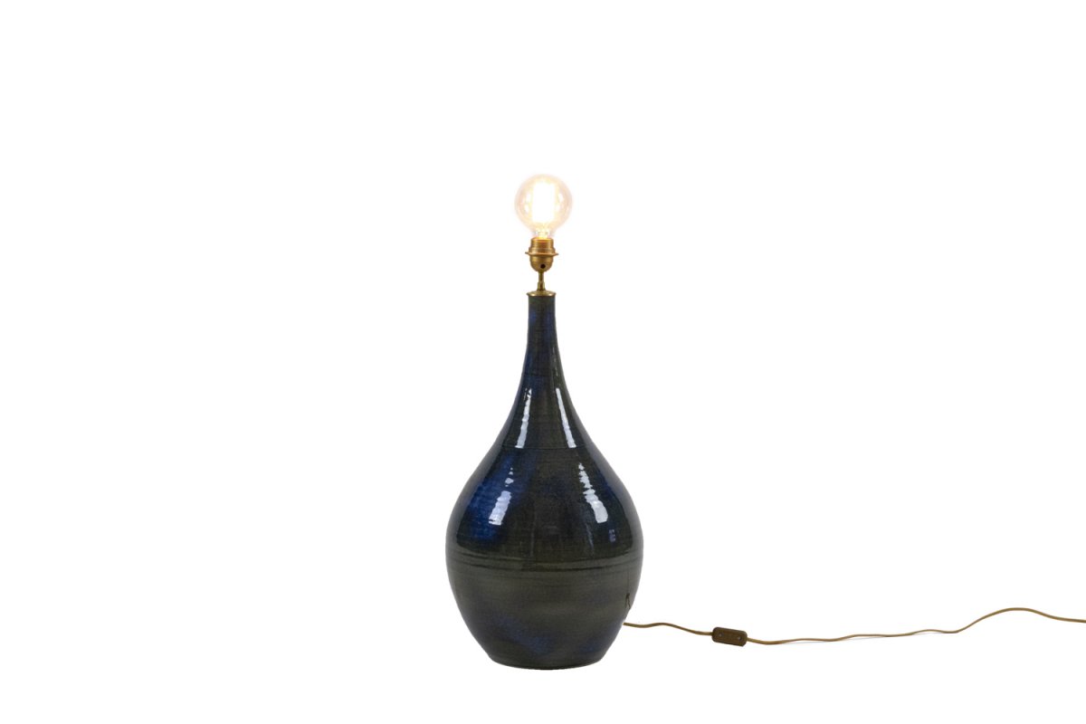 Lampe En Grès émaillé Vert Et Bleu, Années 1970 - Ls4244181