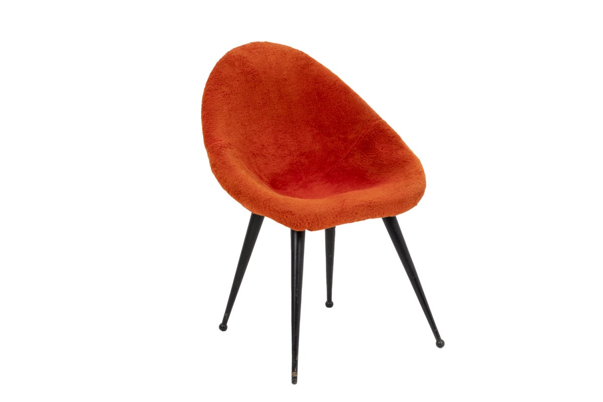 Fauteuil En Forme D’œuf En Métal Laqué Noir, Années 1950 - Ls4304101