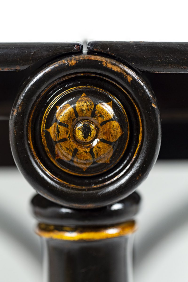 Chinese Style Leaf Table In Black Lacquered Wood, 19th Century - Ls3540551-photo-3