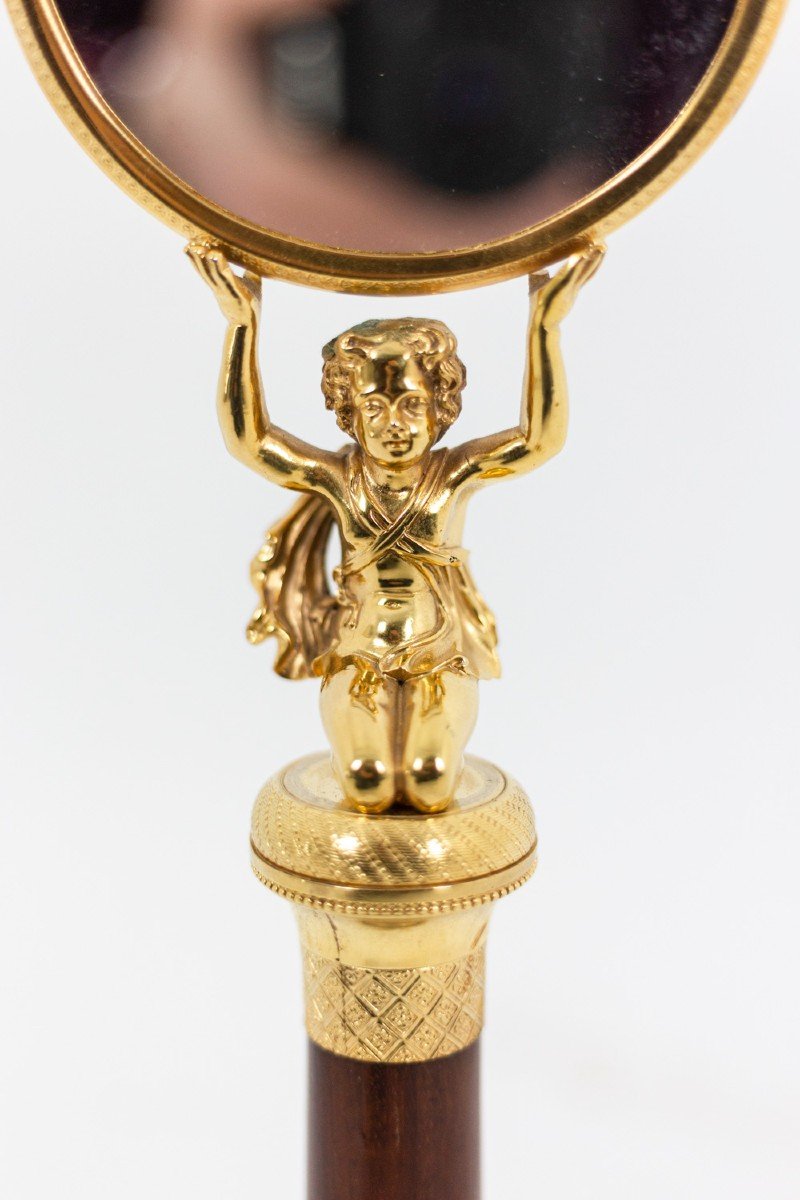 Petit Miroir En Acajou Et Bronze Doré, époque Empire - Op450301-photo-2