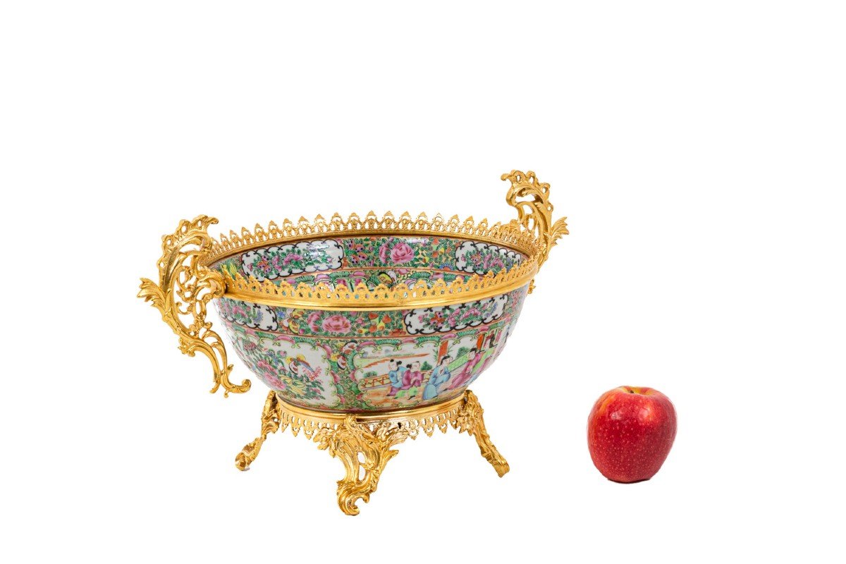 Grande Coupe En Porcelaine De Canton Et Bronze Doré, Circa 1880 - Ls4380485-photo-3