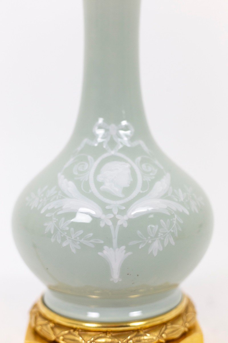 Pair Of Lamps In Celadon Porcelain, Circa 1880 - Ls4364591-photo-2