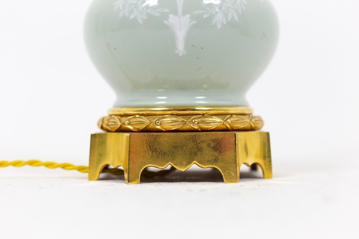 Pair Of Lamps In Celadon Porcelain, Circa 1880 - Ls4364591-photo-2