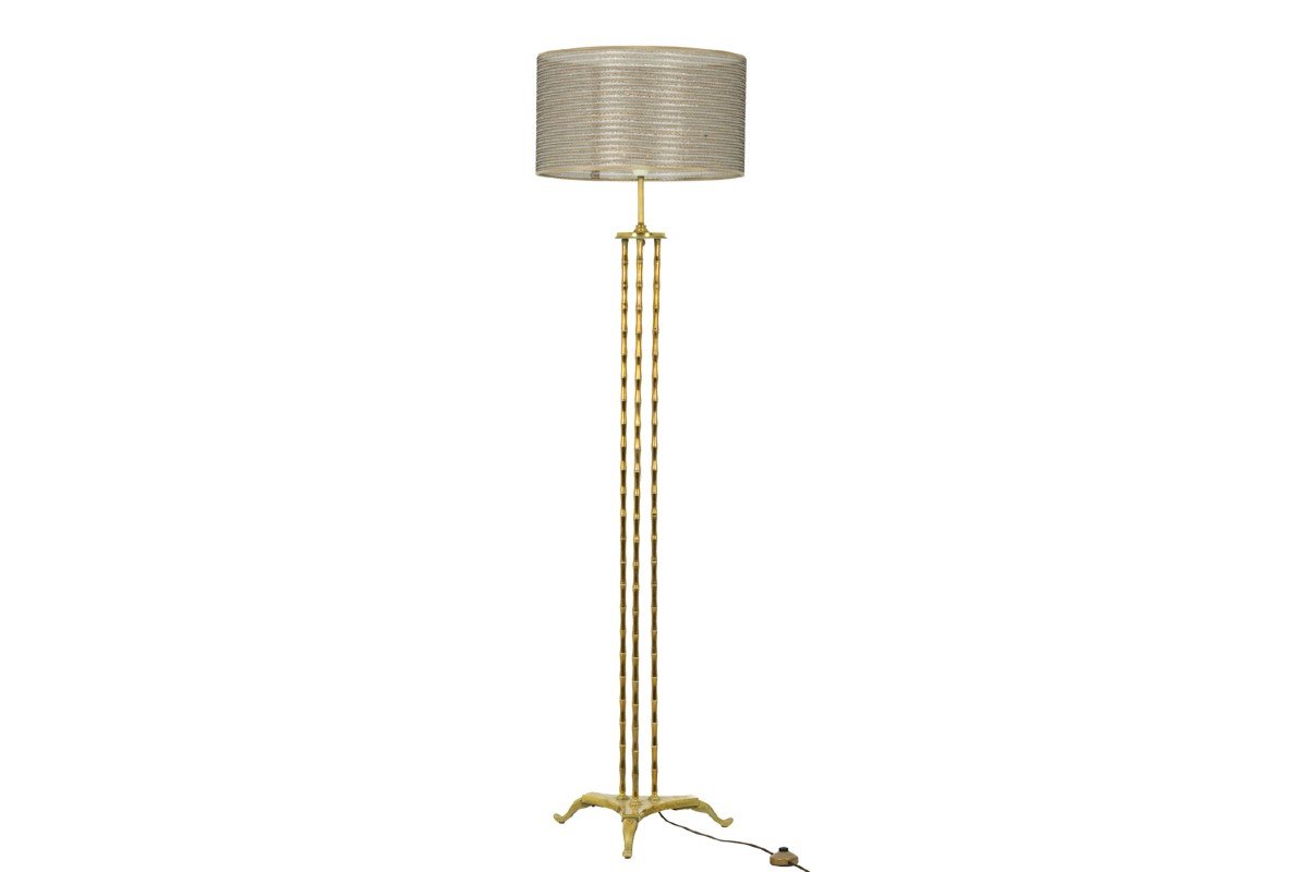 Maison Baguès, Lampadaire Tripode En Bronze Doré, Années 1970 - Ls4432451