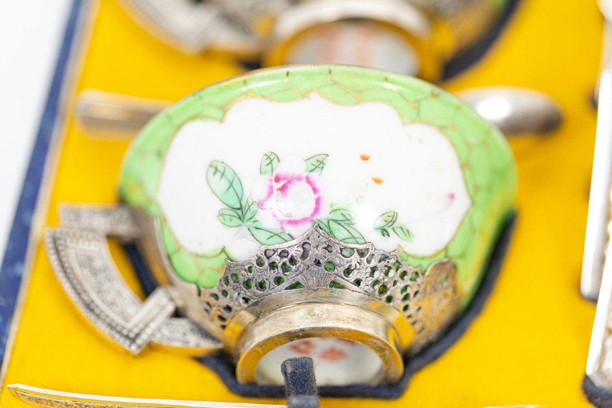 Tea Service In Celadon Porcelain And Silver-plated Metal, 1920's - Ls4430253a-photo-7