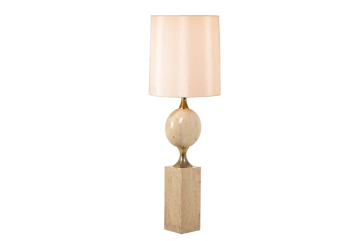 Philippe Barbier, Lamp In Travertine, 1970's, Ls45661551