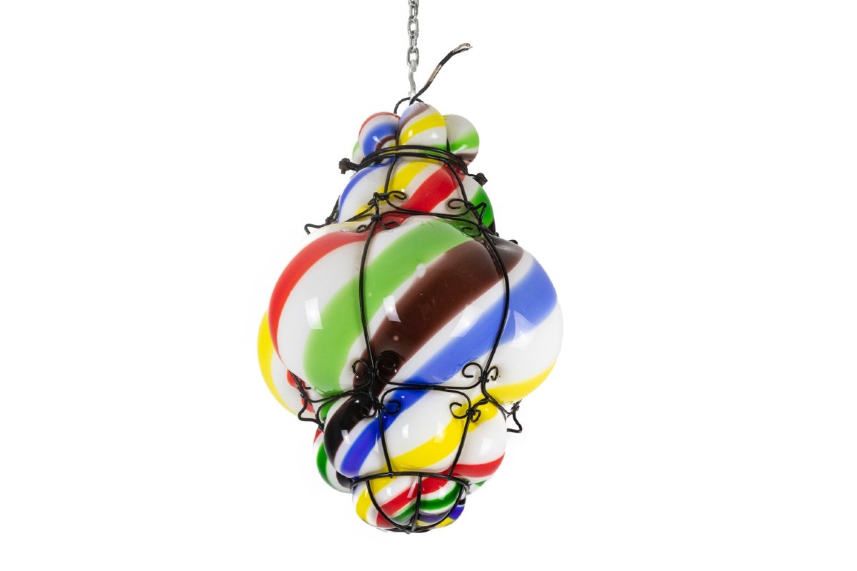 "barley Sugar” Lantern In Blown Polychrome Glass, 1950s, Ls45991261-photo-3