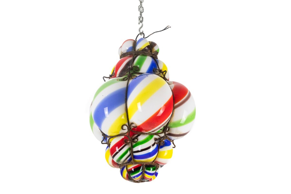 "barley Sugar” Lantern In Blown Polychrome Glass, 1950s, Ls45991261