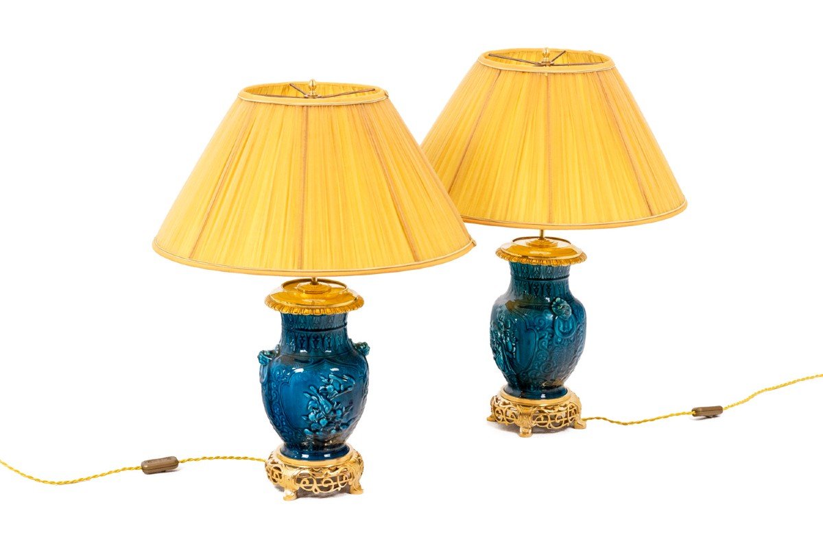 Paire de lampes en céramique et bronze, circa 1880, LS47581076