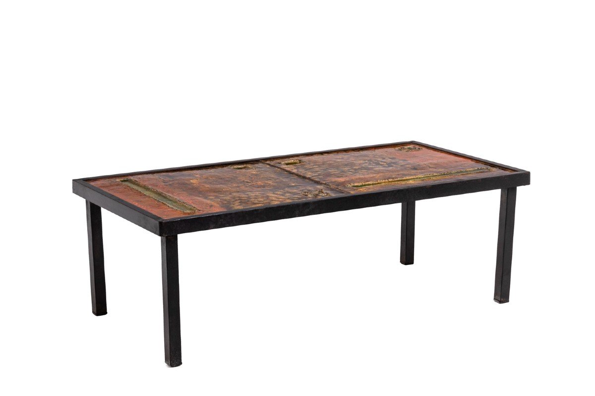 Robert And Jean Cloutier, Coffee Table In Ceramic And Metal, 1950s, Ls50721001