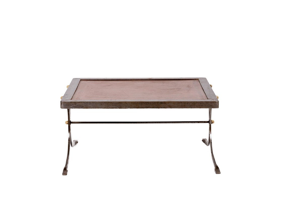 Table Basse De Style Industriel En Fer Et Cuir, Années 1970, Ls5165803d-photo-1