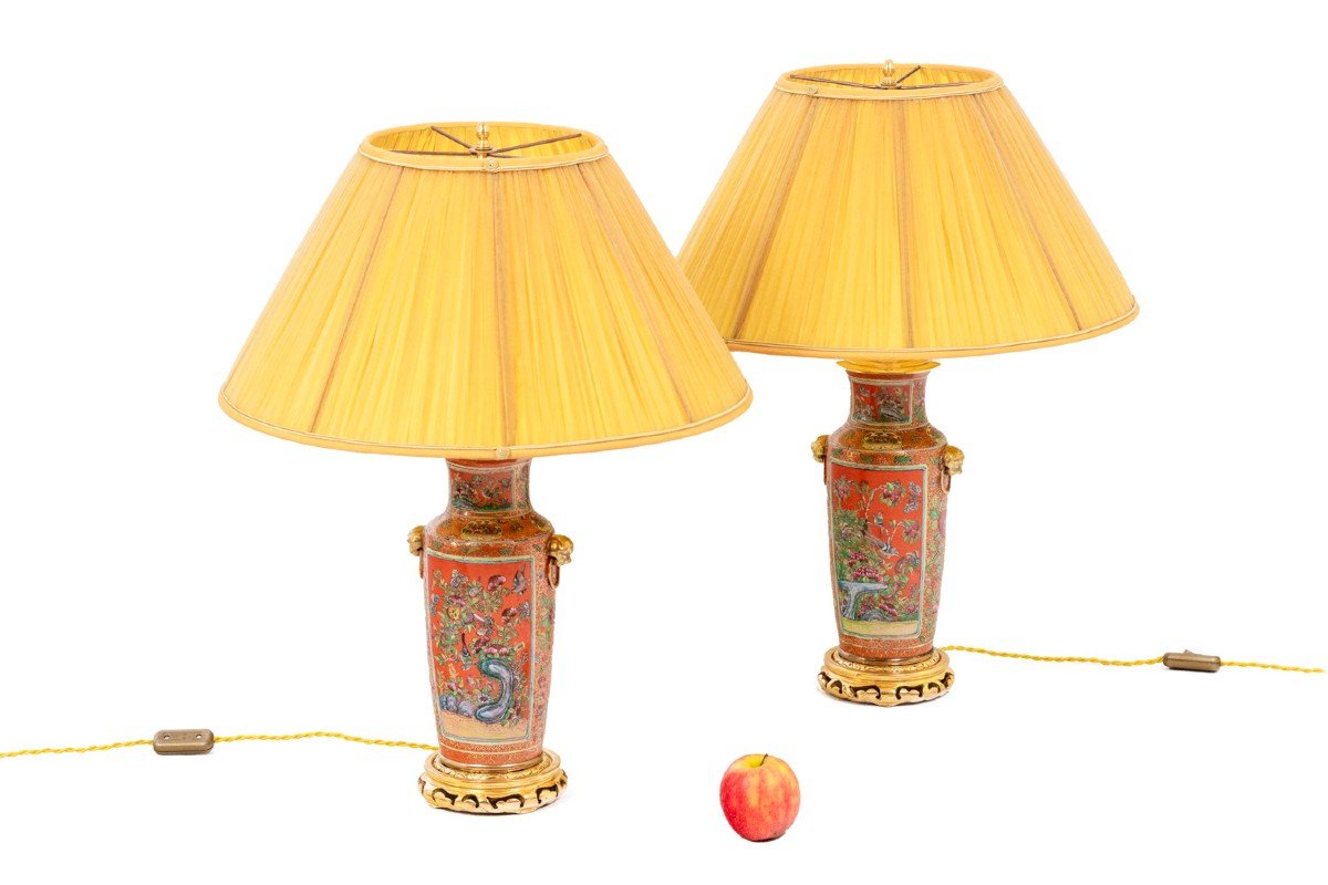 Pair Of Canton Porcelain And Bronze Lamps, Circa 1880, Ls4592692-photo-2