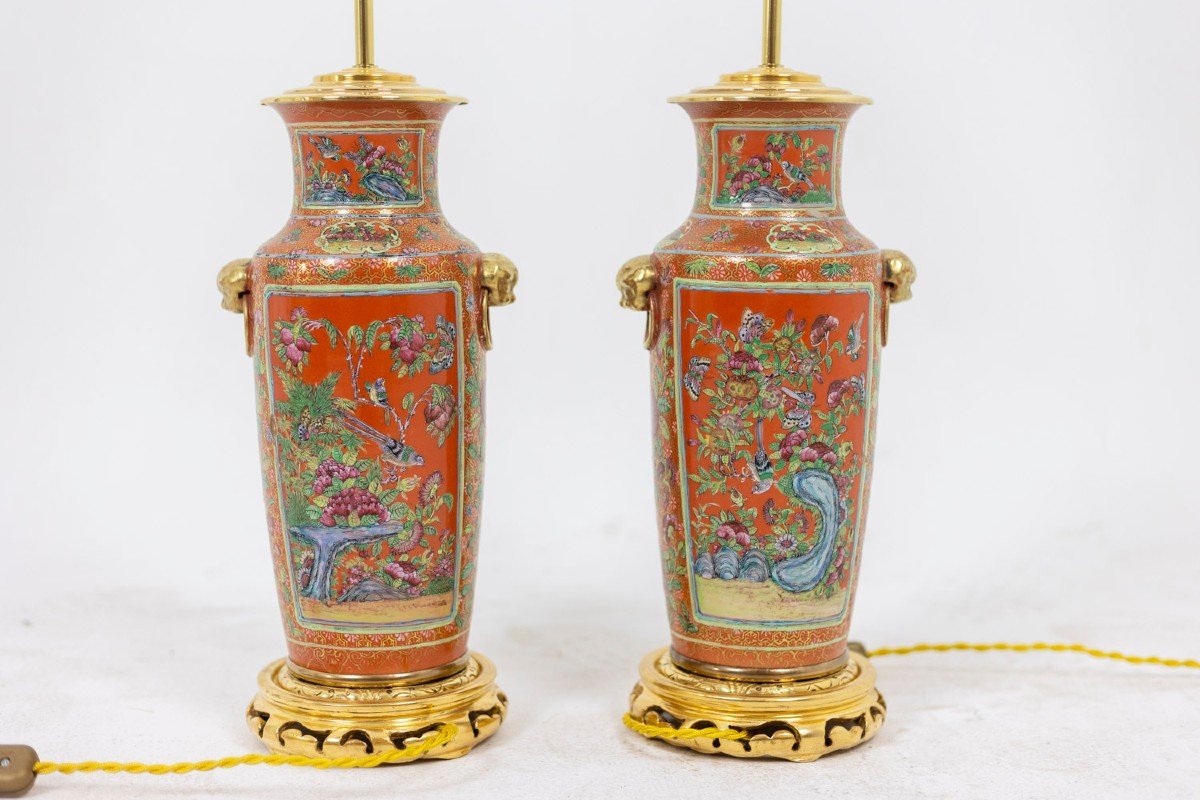 Pair Of Canton Porcelain And Bronze Lamps, Circa 1880, Ls4592692-photo-5