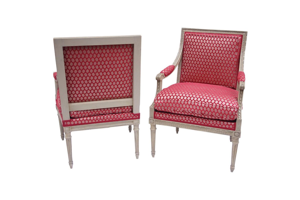 Pair Of Louis XVI Style à La Reine Armchairs, Circa 1900 - Ls26111701