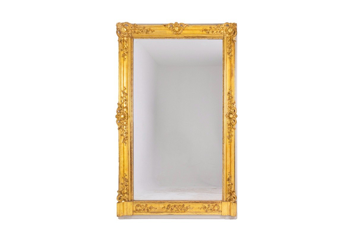 Mirror Trumeau Regency Style In Gilded Wood, 19th Century, Ls4819551a