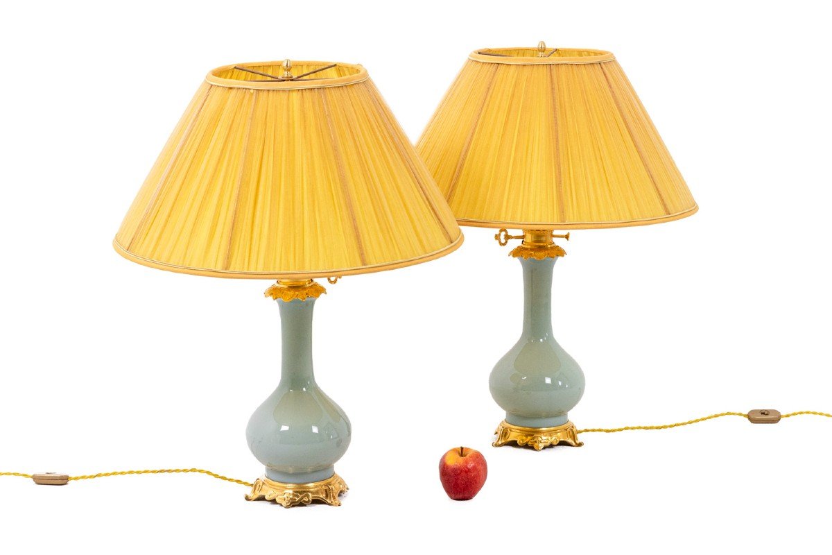 Pair Of Lamps In Céladon Porcelain And Gilt Bronze, Circa 1880, Ls4418621a-photo-7
