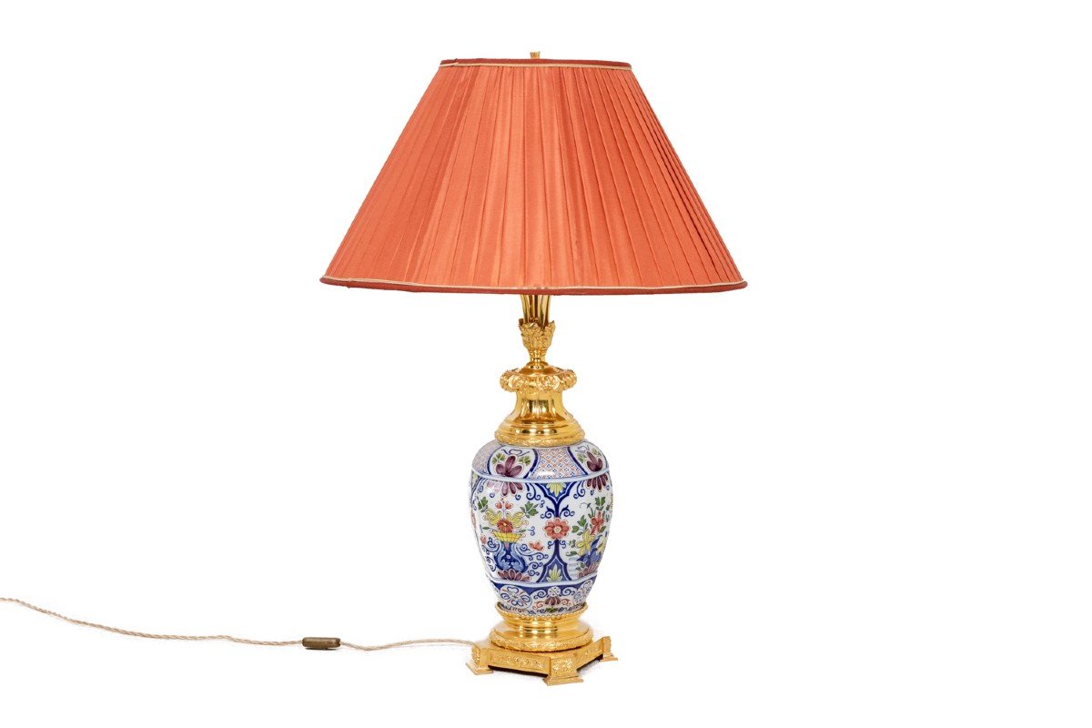 Lamp In Earthenware Of Delft, Nineteenth Century, Ls4874583c