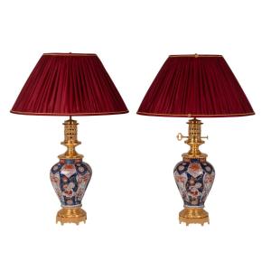 Pair Of Lamps In Imari Porcelain And Bronze, Circa 1880, Ls53631044