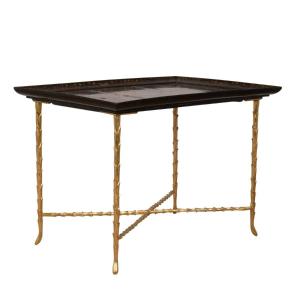 Maison Baguès, Table In Lacquer And Bronze, 1970s, Ls5451708a