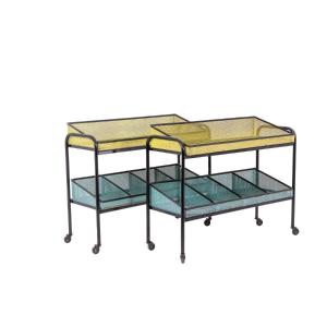 Pair Of Console Tables In Perforated Sheet Metal And Metal, 1950s, Ls5109608b